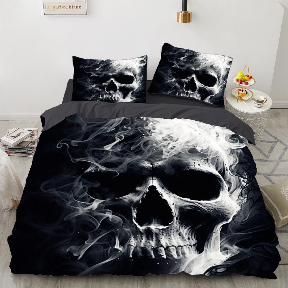 Grim Skull Bedding Set Cartoon Halloween Comforter Sets Double Queen King Twin Full Size Duvet Cover Set Kids Girls