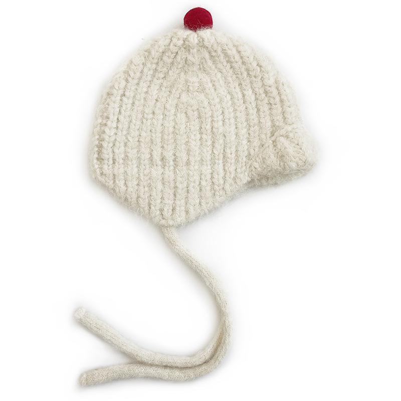 Unisex Kids' Wool Hat: Solid Color, Warm, Ear Protection, Windproof, Tie-up