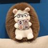 Hedgehog Plush Toy with Glasses & Book Soft Stuffed Animal Fluffy Hedgehog Plush Cute Animal