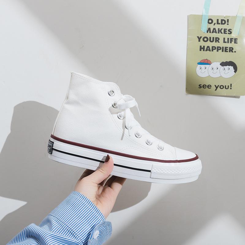 

Spring high-top platform canvas shoes for women s height increase s versatile muffin shoes tide 35 белый