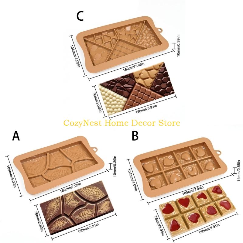 92MF Silicone Chocolate Fondant Molds Cocoa Pods/Heart/Puzzle Bakeware Nonstick Dessert Silicone Baking Tool