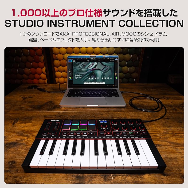 Akai Professional MPK Mini IV USB-C MIDI Keyboard Controller for Beginners and Music Producers – MPC Drum Pad, 360° Knob, Pitch & Modulation Wheels,