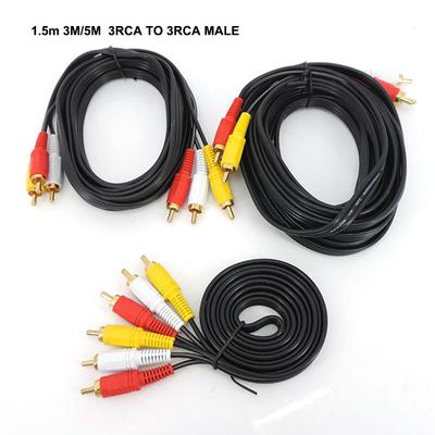 1,5 M / 3 M / 5 m auksu padengtas RCA kištukinis į 3 RCA 3RCA kištukas jungtis Kompozitinis garso ir vaizdo AV prailginimo kabelis Kištuko laidas LAIDAS