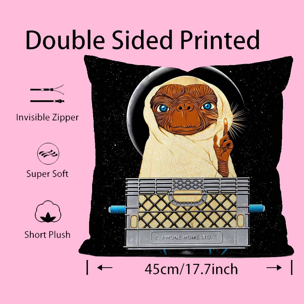 Movie E T The E-Extra T-Terrestrial Pillow Case Pattern Printing Pillowcase Living Room Sofa Cushion Cover Bedroom Room Decor