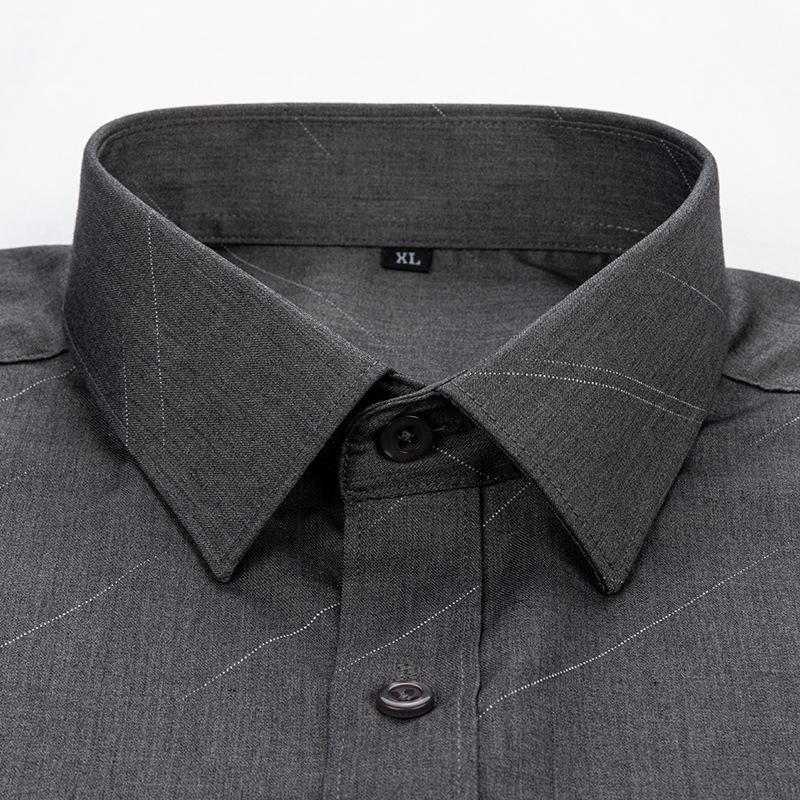 Camicia da uomo non stirabile, casual da lavoro, con fondo a camicia, camicia a maniche lunghe primaverile e autunnale