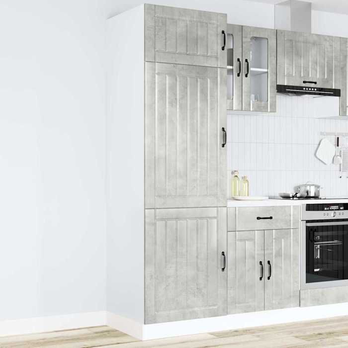 VidaXL Kitchen Cabinet Lucca Concrete Grey Engineered Wood, Tall Kitchen Cabinet, Freestanding Kitchen Cabinet, 853871