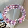 Pulsera de Plata 925 de 10 mm, Pulsera de Fantasma Morado Natural de Alta Calidad