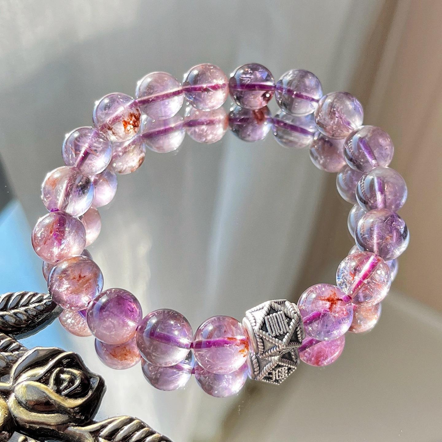 925 Silver 10Mm Natural High Quality Purple Ghost Bracelet Bracelet