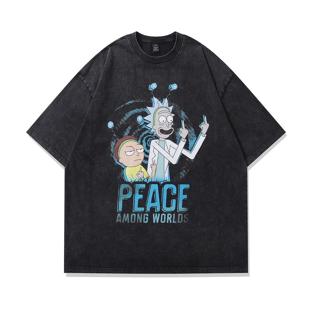 Cotton Short-Sleeved T-Shirt Men'S And Women'S American Street Hip-Hop Trendy Brand Half-Sleeved Vintage Top Loose Type
