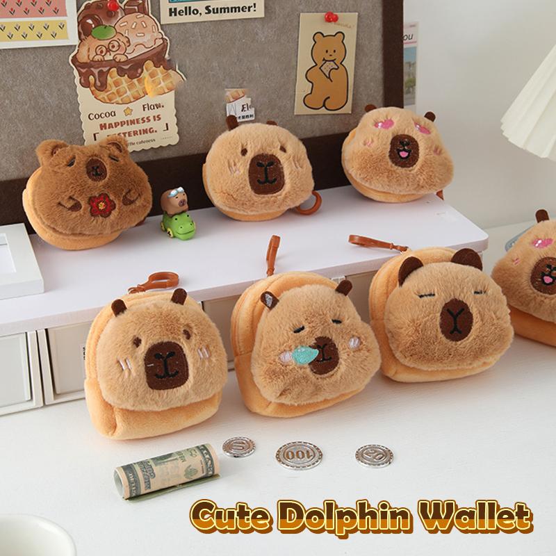 New Creative Capybara Anime Plush Coin Purse Fashion Kawaii Mini Coin Purse Round Cartoon Bags Pendant