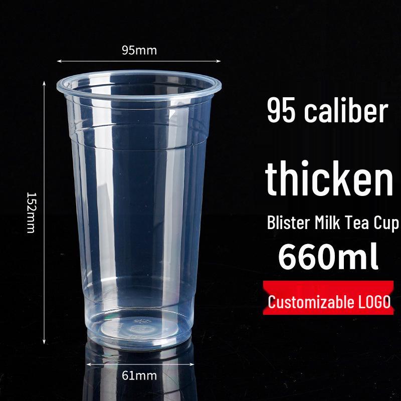 Jin Xin Huan 95 Kaliber Transparenter PP-Becher für Milchtee & Joghurt mit Deckel, Verdickt für Kaffee.