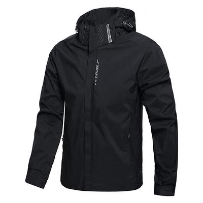 Chaqueta Impermeable Cortavientos para Hombre con Capucha Ligera Chubasquero Outdoor para Senderismo Escalada