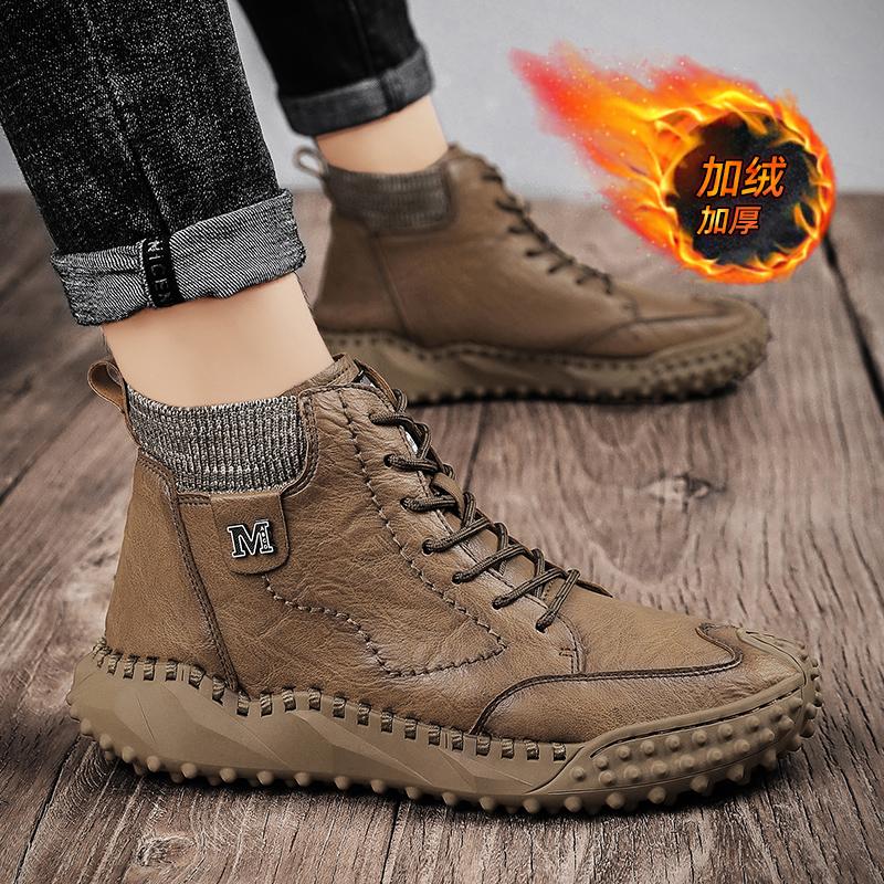 

Модные классические мужские ботинки, обувь для активного отдыха, плюшевые мужские зимние ботинки, модные мягкие брендовые дышащие ботинки для работы на открытом воздухе, мотоциклетная обувь для мужчин 42 коричневый
