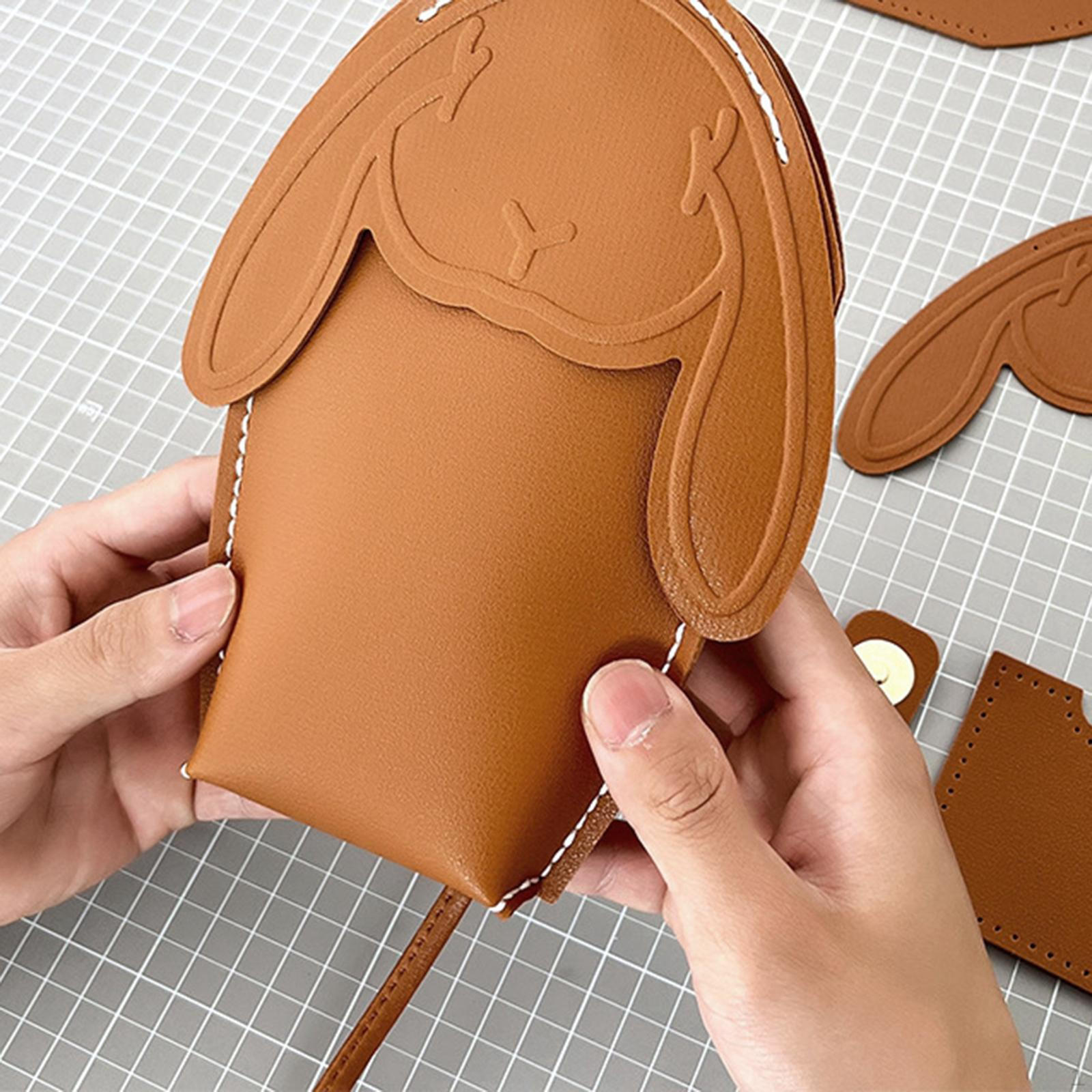 1 Набор DIY Набор для изготовления плечевой сумки Ведро Кожевенное ремесло Шитье Сумка с отверстиями Вязание Женская коричневый