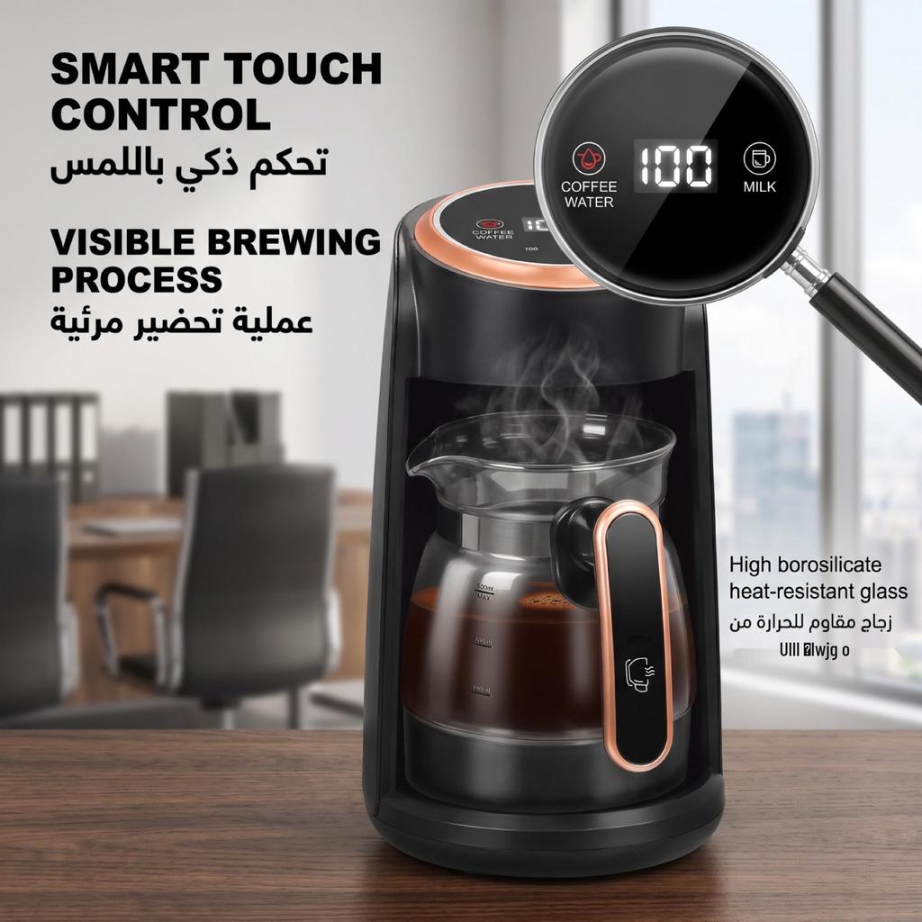 Turkish Coffee Pot & Tea Maker: High-Temp Resistant, Milk Heater, Visible Kettle, Euro-American Standard