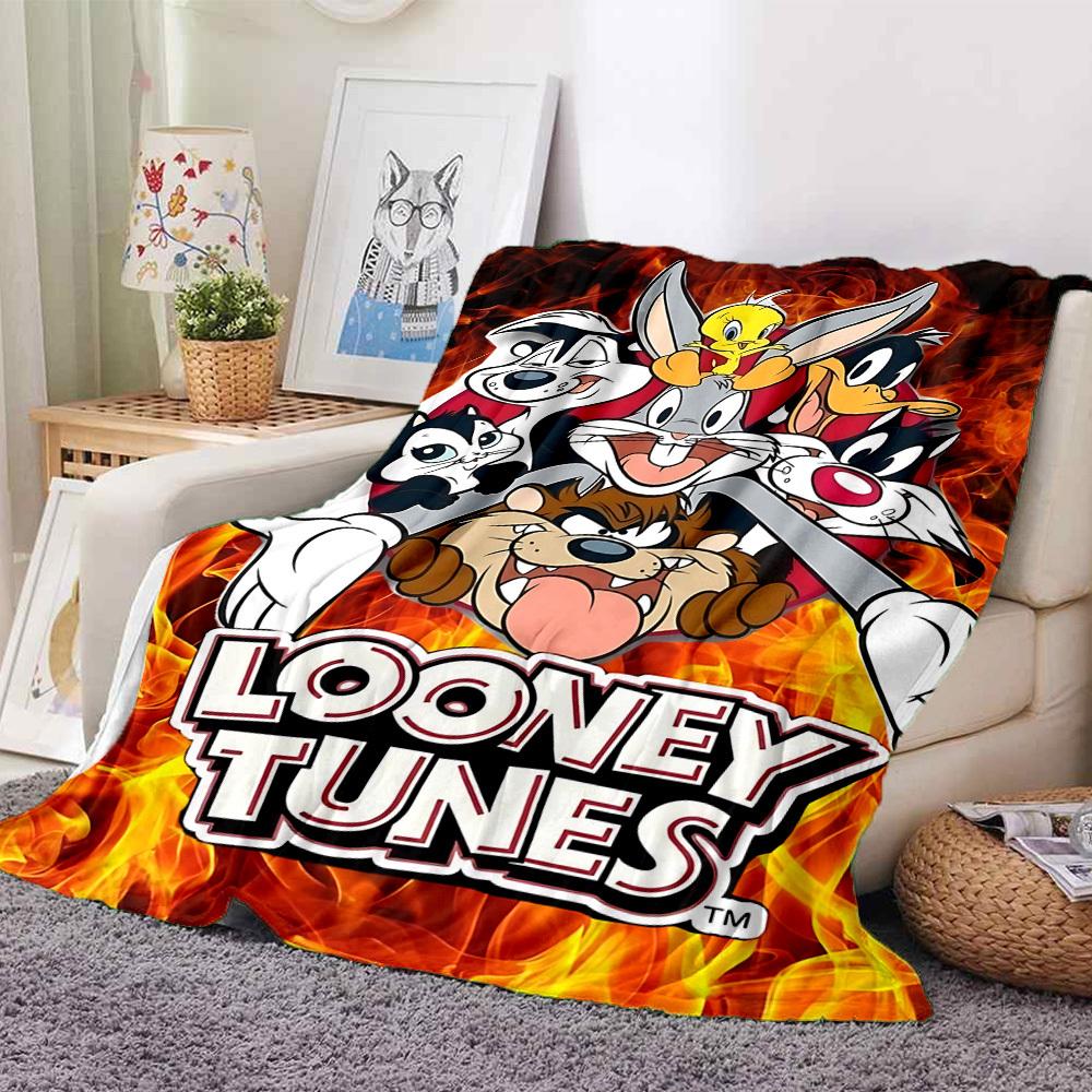 1pc Looney Tunes Characters Flannel Throw Blanket - Lightweight Soft Warm All-Season Blanket for Sofa, Bed, Travel, Camping  L1029175