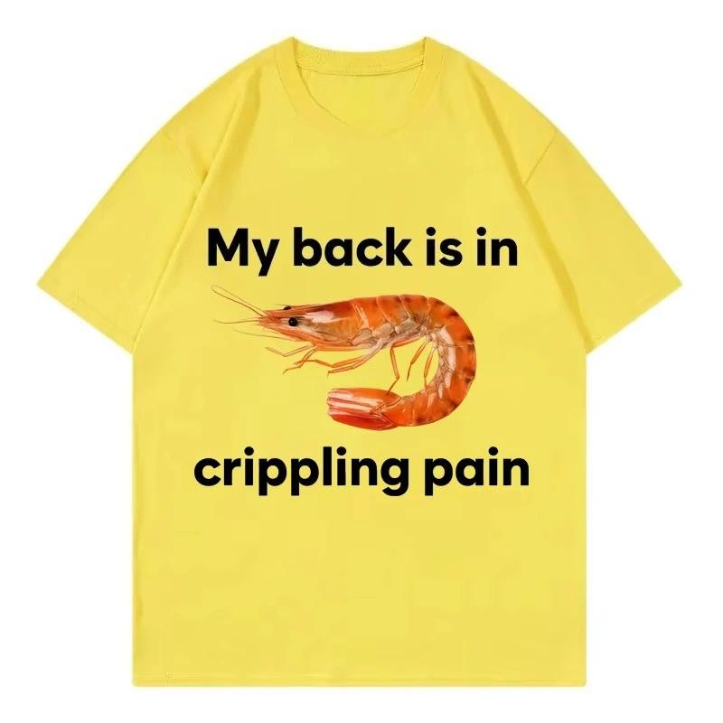 Funny My Back Is In Crippling Pain Shrimp Meme Crewneck T Shirt Fashion T-shirt Women Casual T-shirts Women Clothing