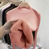 One Piece Velvet High Neck Sweater with Thickened Velvet for Women, Autumn and Winter New Warm Long Sleeved Base Sweater