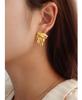 Dongdaemun Pleated Textured Earrings In 18K Gold-Plated Titanium Steel