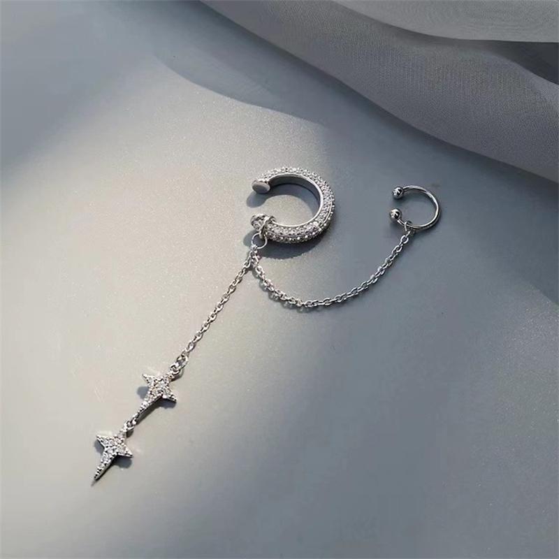 1PC Retro Tetragonal Pendant Design, Ear Bone Clip, Fringed Stud Earrings, Women's Personality, Exquisite and Versatile