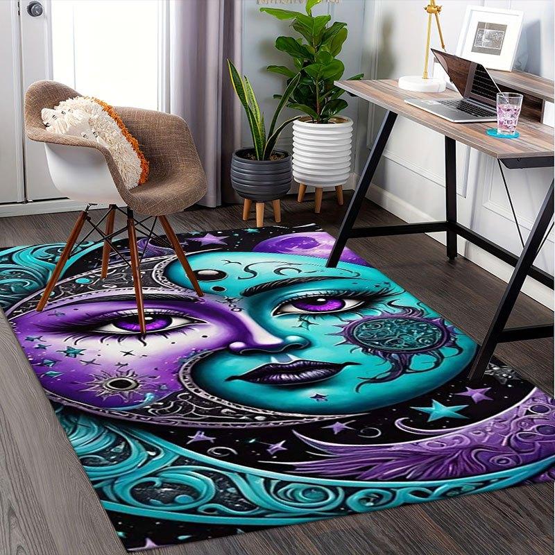"Starry Night Moon Face Art Print - Celestial Wall Decor"Office Mat Home Decor Office Desk Chair Carpet for office ph149
