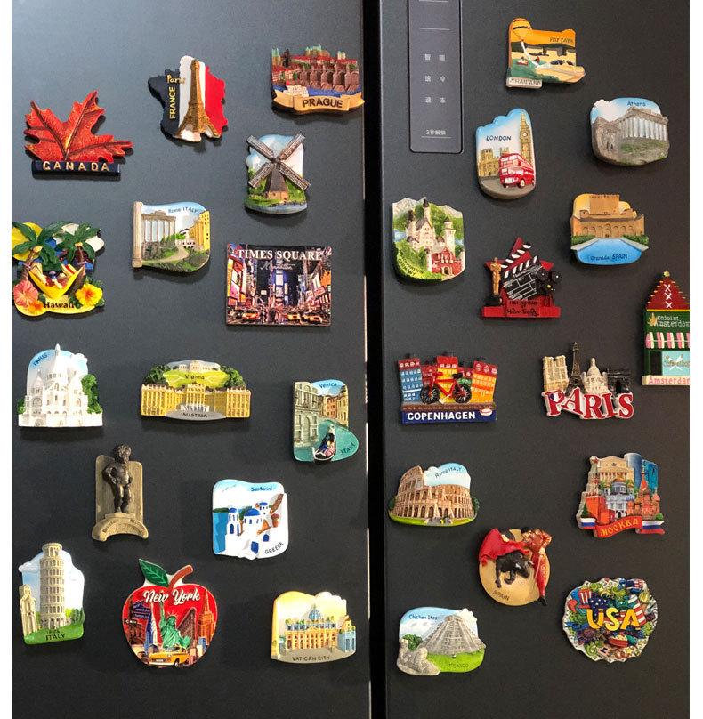 3D City Travel Souvenir Magnets: European and Global Regions