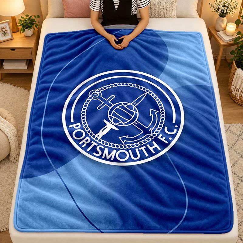 Flannel BlanketPortsmouth FC Warm Soft Throw Blanket for Indoor Sofa Bed Living Room Use