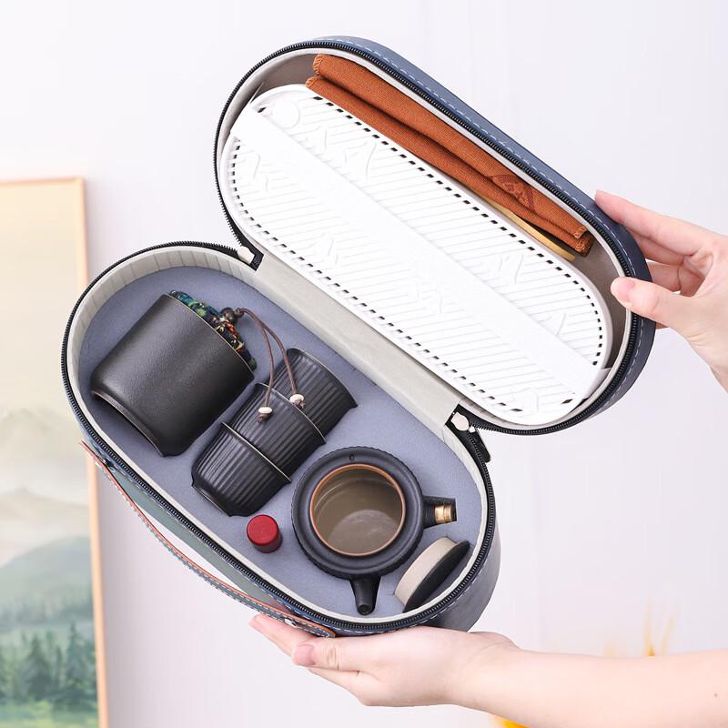 Black Pottery Travel Tea Set