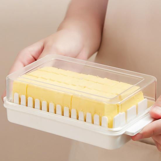 Clear Butter Dish Cheese Storage Container with Lid Butter Keeper for Refrigerator Stackable Easy-Clean Butter Holder for Kitchen Organization