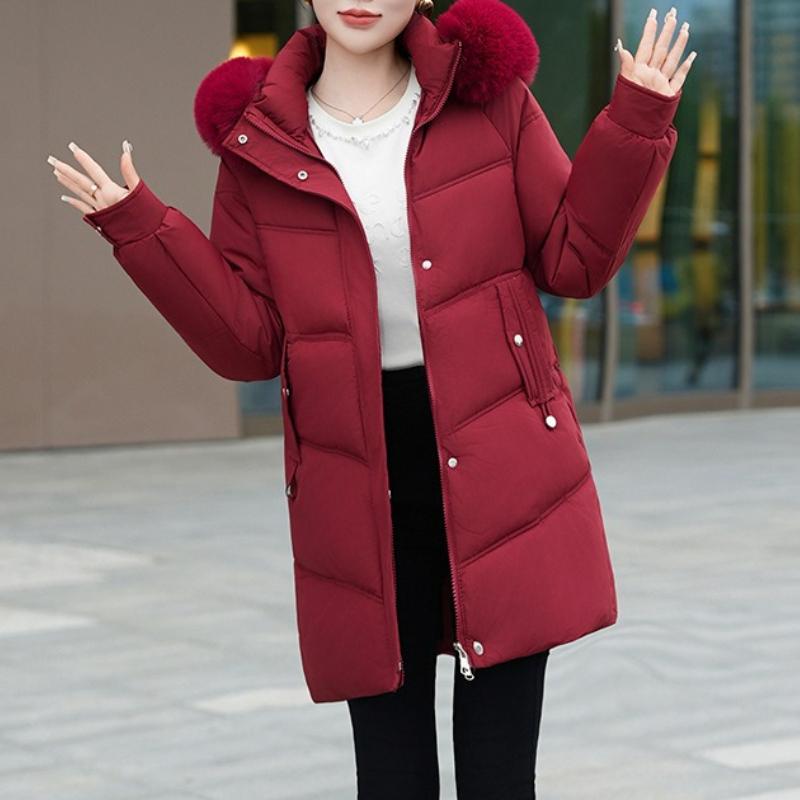 VEZFAA Damenmode Casual Herbst Winter Einfarbig Druck Langarm Jacken & Mäntel Daunenmäntel