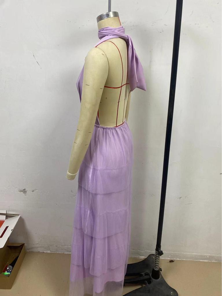 European & American Halter Backless Mesh Skirt Dress - Women's Fashion 2026.