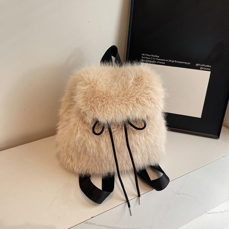 

Yogodlns Плюшевый Рюкзак Женский Маленький Милый Рюкзак на Шнурке Пушистая Сумка Однотонный Мягкий Рюкзак Зимний Теплый Рюкзак из Искусственного Меха на Плечо 26x13x26cm хаки