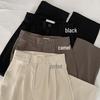 Women's Black High Waist Wide-Leg Drape Suit Pants - Summer Loose Straight Cut