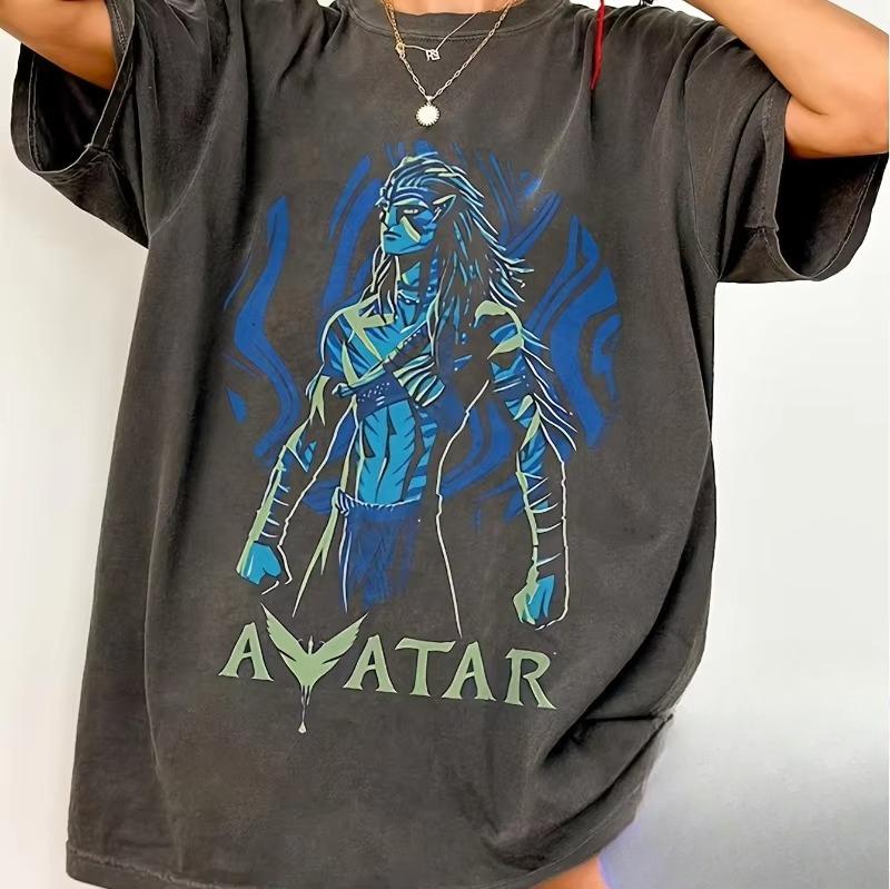 

Summer Hot Selling Avatar Flame and Ash Jake Sully Tshirt Navi Warrior Tshirt Science Fiction Anime Pattern Womens Tshirt S