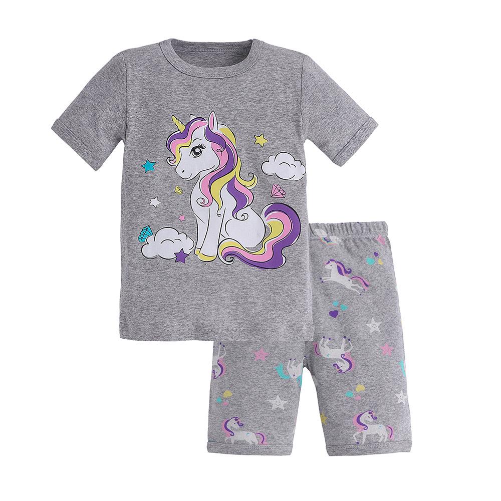 Girls' Pure Cotton Cartoon Pajamas - Spring/Summer 2025, Short Sleeve, European & American Style Baby Homewear.