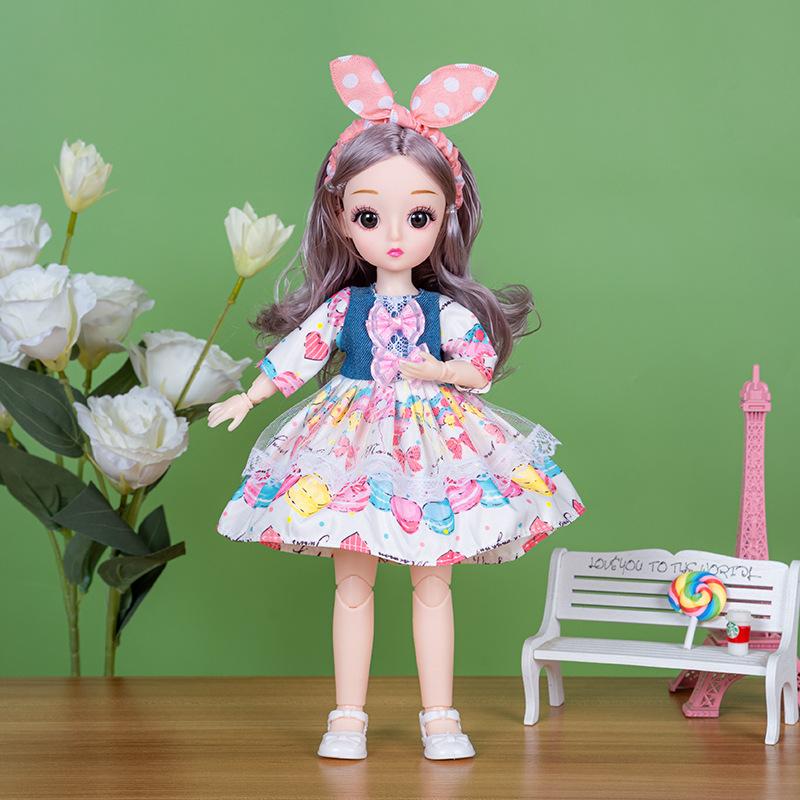 30CM Mini Movable Doll Girls Toy 3D Big Eyes BJD Princess Full Outfits  Dresses  Collection Childrens Doll Gift