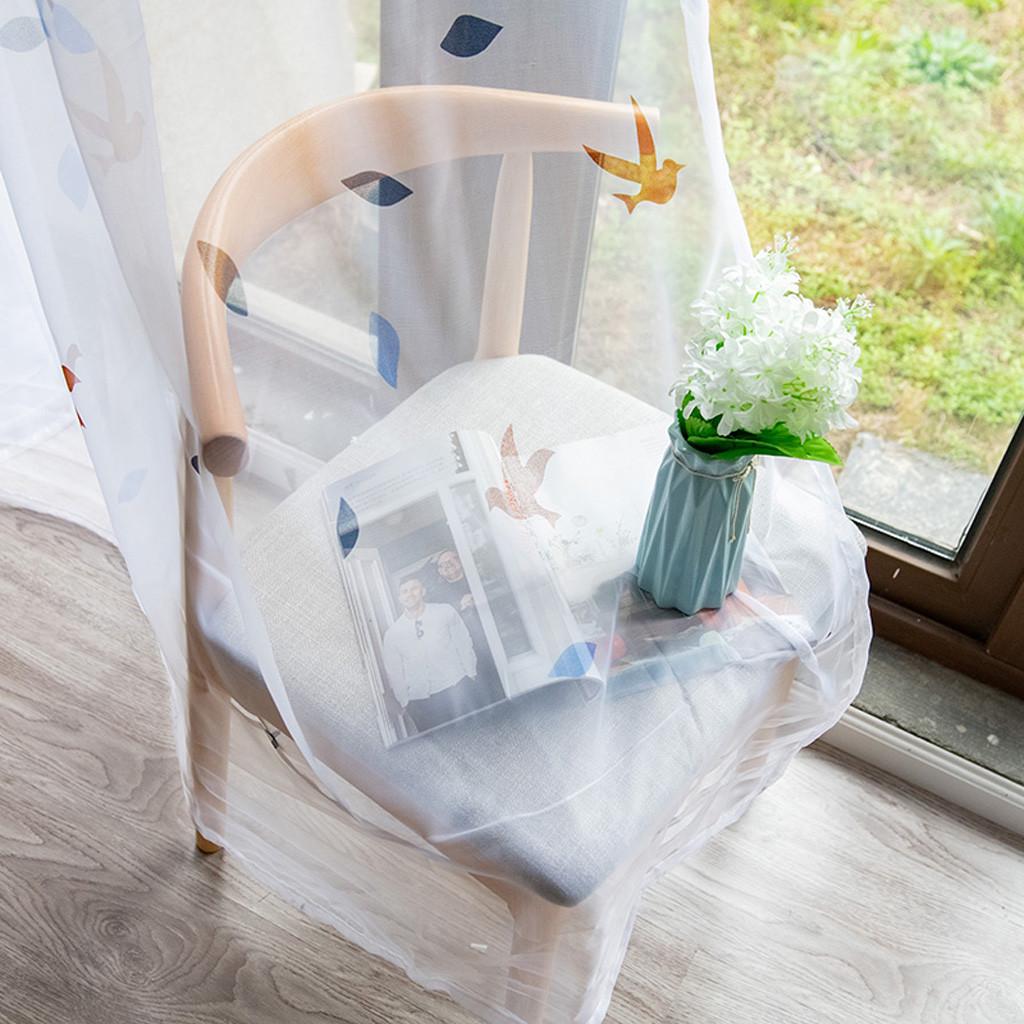 Leaves Sheer Curtain Tulle Window  Voile Drape Valance 1 Panel Fabric