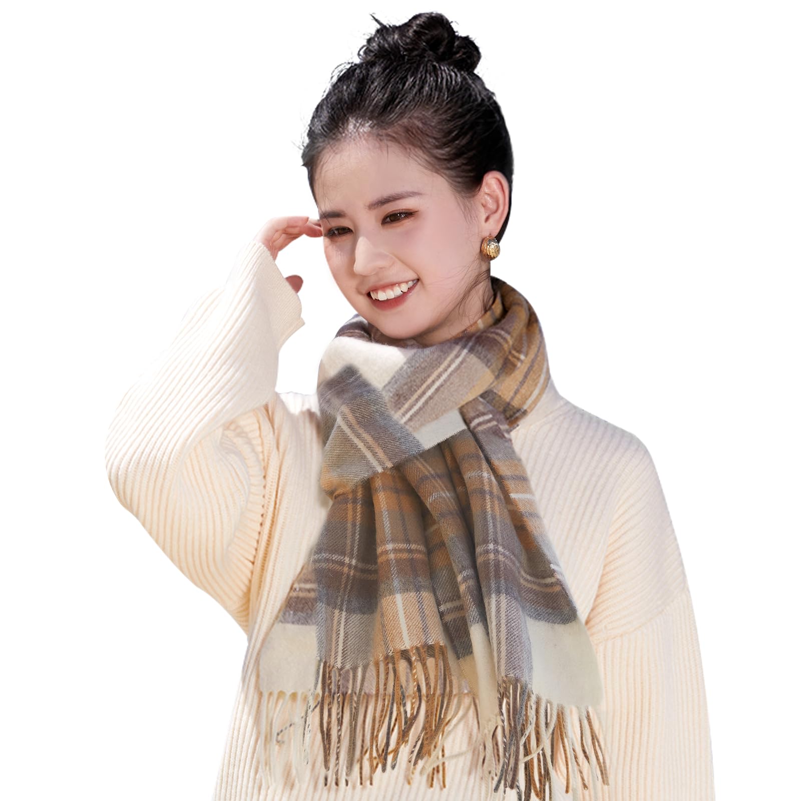 

Utukky Кашемир Клетчатый узор Кашемир Премиум Внутренний Монгольский Большой Толстый Теплый и Пушистый для Идеального Подарка для и Унисекс Женский 100% Палантин,