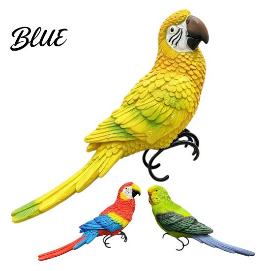 Pflanzenzubehör für den Außenbereich Papagei Gartendekoration Handbemalte Harz-Vogelfigur mit Metallclip Bunter Schreibtisch Wellensittich Ara Ornament