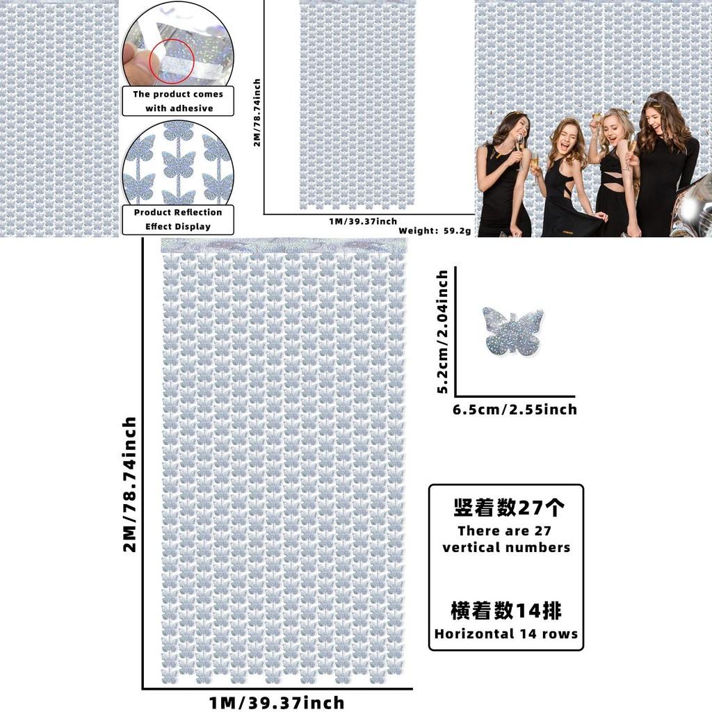 Kolorowa Tęczowa Zasłona Deszczowa z Motylami Do Żywych Dekoracji Imprezowych i Wydarzeń