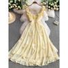 French Sweet Blue Three-dimensional Flower Small Flying Sleeve Suspender Dress Women's Casual Summer Vacation Style Thin Dress