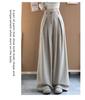 Women's Khaki High-Quality Straight-Leg Drape Suit Pants - Spring 2026 Style