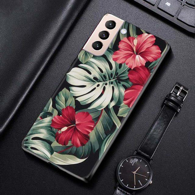 Shell für Samsung Galaxy S21 S20 S10 S9 S8 Plus Ultra 5g S10lite S10e S7edge S20 S21 Fe Abdeckung fall Vintage Bananen Blatt Blume