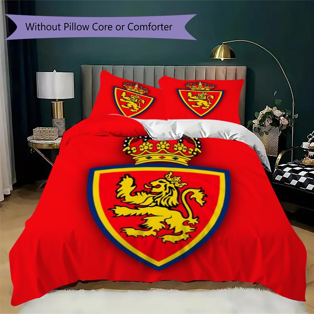 Real Zaragoza Pattern Bedding uilt Set uilt Cover Pillowcase Home Decoration Birthday Gift (1 * duvet cover + 2 * pillowcase without core)