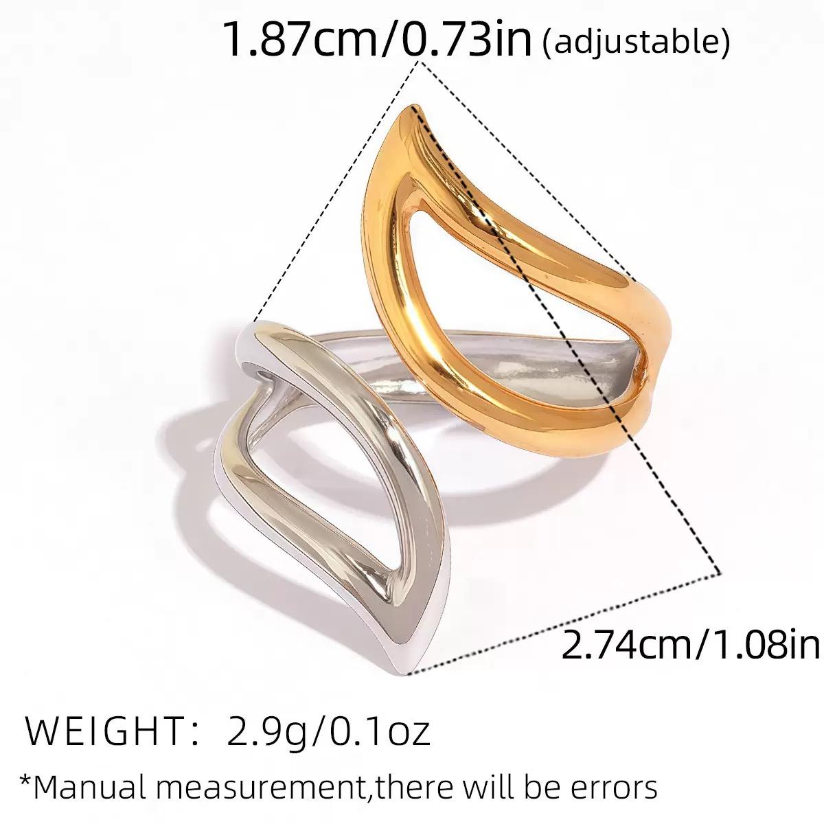 

Stainless Steel Geometric Hollow Layered Wide Ring Metal Texture Waterproof Daily Simple Stylish Golden Zircon for Women 2026 resizable