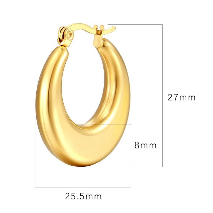 The Same Smooth Hollow Earrings Are Cold and Light Luxury Earrings, Simple and Fashionable, and The Same 18k Real Gold.
