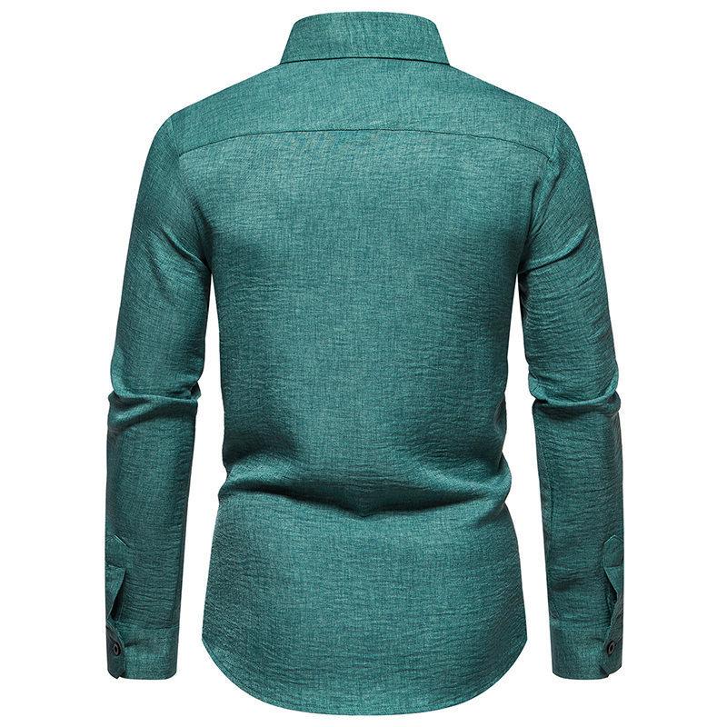 Nový pánský trend Jednobarevný retro styl Ležérní košile s dlouhým rukávem Pánské módní topy