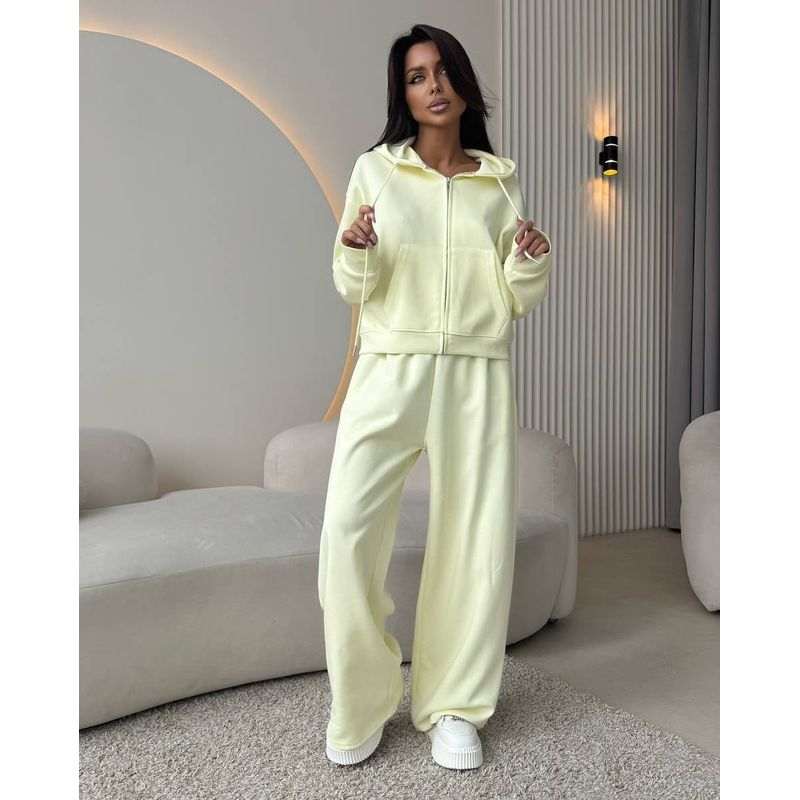 Western Style Fashion Casual Loose Hoodie Trousers Two-piece Set Hooded Top and Pants Set