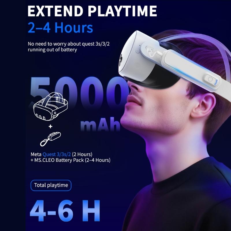 Ergonomischer externer Akku für MQ 3S/3 VR-Geräte Bietet bis zu 4 Stunden zusätzliche Spielzeit für verlängerte Nutzung