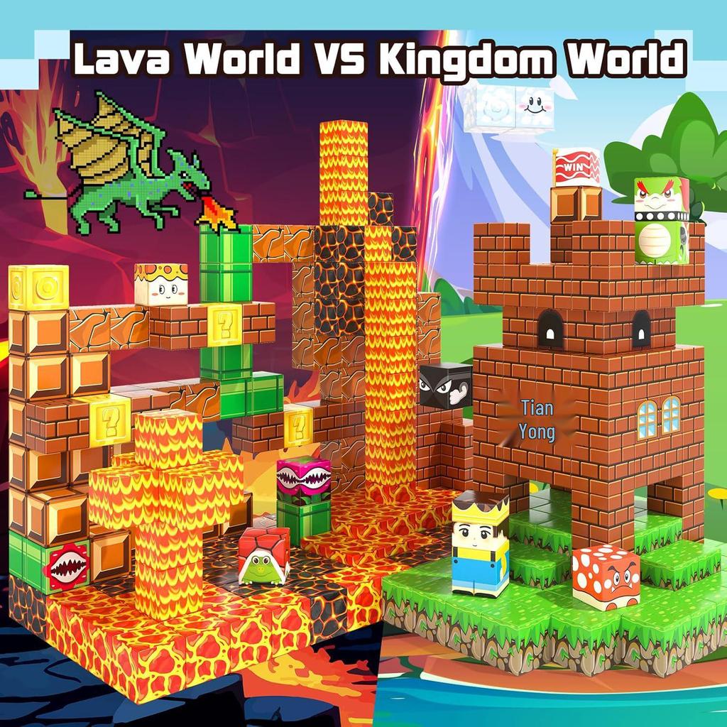 Cross MC Minecraft Magnetic Cube Puzzle: Educational Magnetic Blocks for Kids